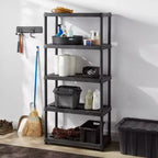 Scaffale in plastica a 5 ripiani, nero ™: Scaffalatura multiuso, 5 ripiani aperti, capacità 150 lb, altezza 73,5"
