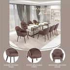 Sedie da pranzo Elias set da 2, seduta imbottita in pelle o velluto con gambe verniciate a polvere, per cucine moderne, sale da pranzo, sedute da caffè