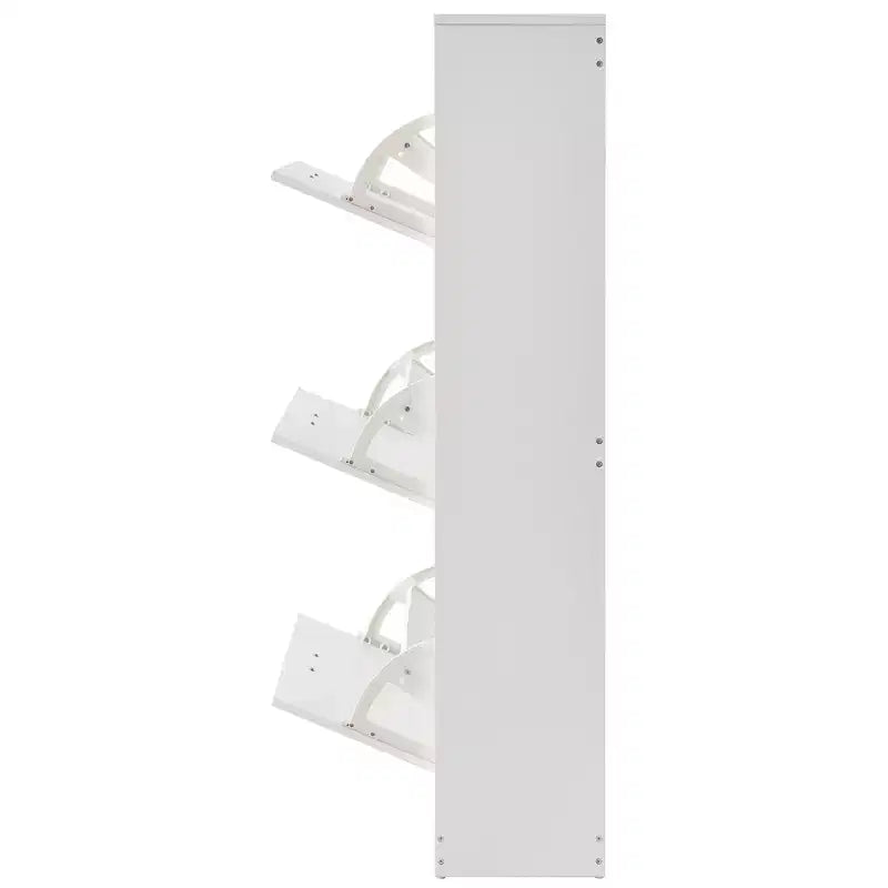 Scarpiera a 3 ante a ribalta 51H, organizer autoportante per ingresso con ganci laterali per tacchi/stivali, bianco per corridoio/soggiorno/armadio