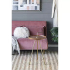 Tavolino laterale in legno di acacia con gambe a treppiede in acciaio marrone oro 16x23,5