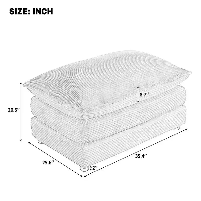 35.4 Pouf ottomano a doppio strato per soggiorno camera da letto grigio scuro