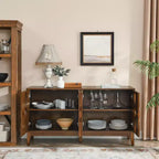 Tavolo consolle, mobile credenza con 4 ante e ripiani regolabili, credenza per ingresso cucina