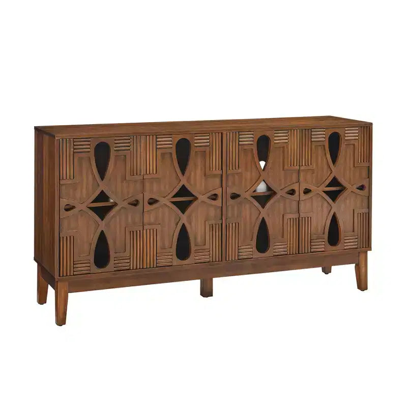 Tavolo consolle, mobile credenza con 4 ante e ripiani regolabili, credenza per ingresso cucina
