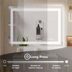 Specchio da Bagno Moderno in Vetro Anti-Appannamento con Doppia Fonte di Luce e Tre Modalità Dimmerabili, Specchio da Parete per il Bagno