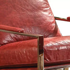 Poltroncina d'accento Quinto da 29" in pelle primo fiore rossa anticata/acciaio inossidabile: Nessun assemblaggio, garanzia di 60 giorni