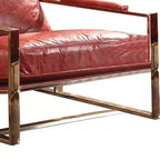 Poltroncina d'accento Quinto da 29" in pelle primo fiore rossa anticata/acciaio inossidabile: Nessun assemblaggio, garanzia di 60 giorni
