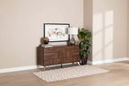 Baxton Studio Graceland Wood 6 Drawer Dresser Walnut Brown/Gold: Mid-Century Storage, Angled Legs