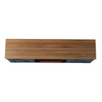Mobile TV da 70" in stile rustico per TV fino a 75" con caminetto elettrico, centro di intrattenimento blu navy, console multimediale