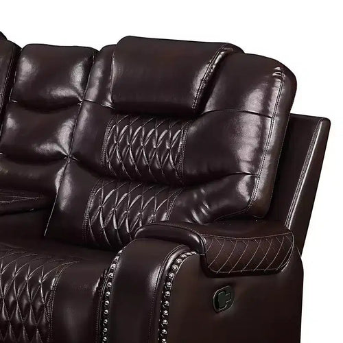 Divanetto a 2 posti Braylon Active Sitting da 78" in PU marrone con console e portabicchieri