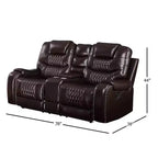 Divanetto a 2 posti Braylon Active Sitting da 78" in PU marrone con console e portabicchieri