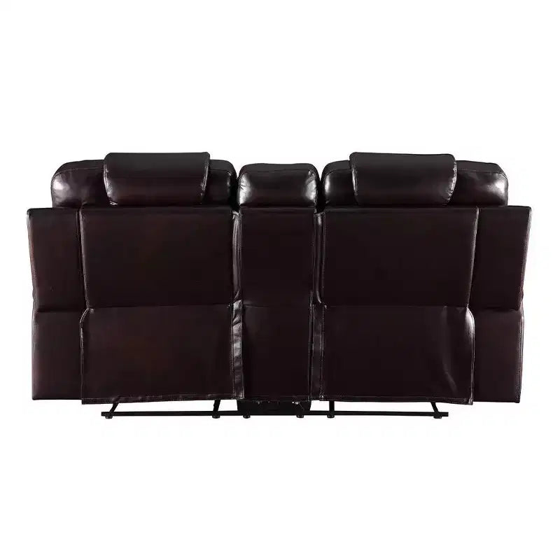 Divanetto a 2 posti Braylon Active Sitting da 78" in PU marrone con console e portabicchieri