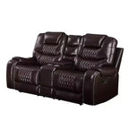 Divanetto a 2 posti Braylon Active Sitting da 78" in PU marrone con console e portabicchieri