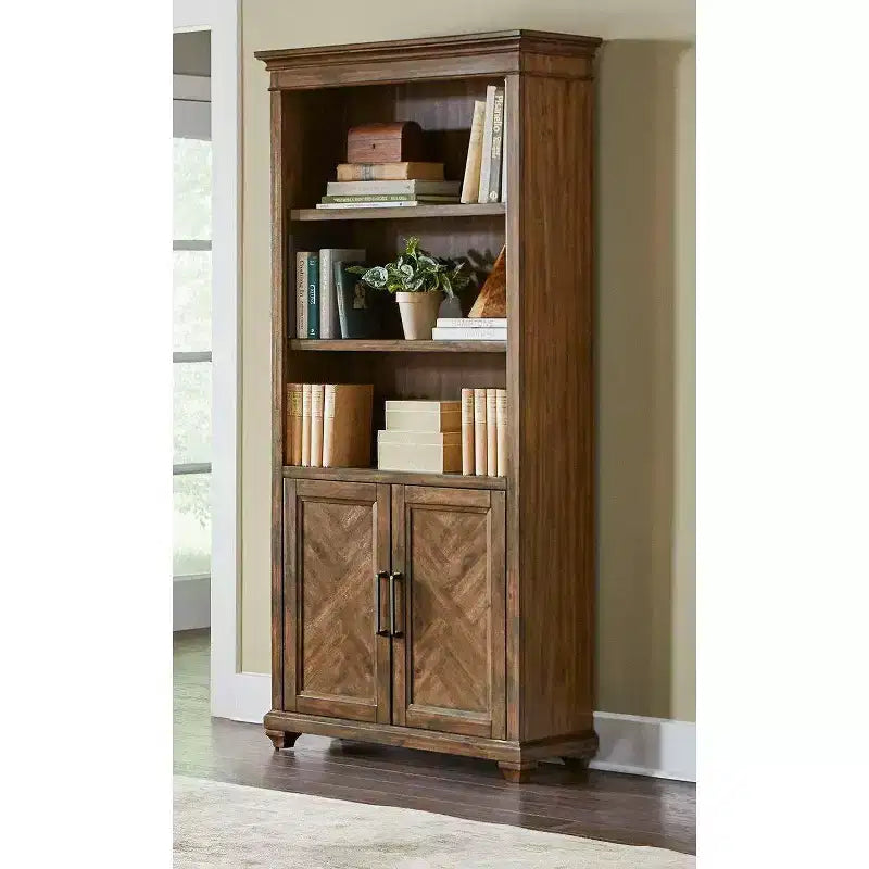 Libreria tradizionale Porter da 188 cm in legno con ante marrone