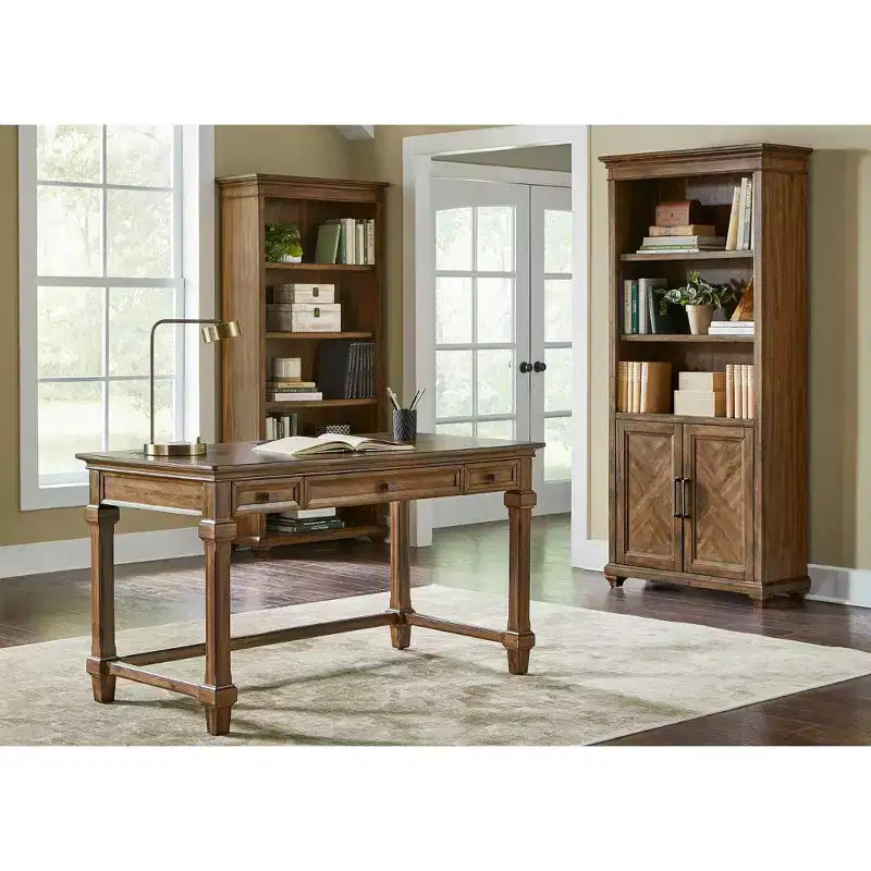 Libreria tradizionale Porter da 188 cm in legno con ante marrone
