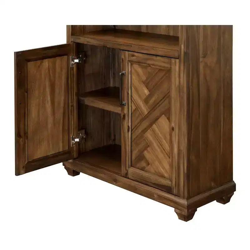 Libreria tradizionale Porter da 188 cm in legno con ante marrone