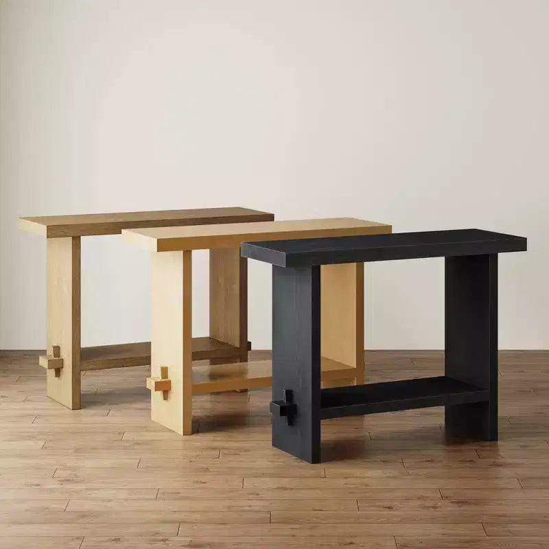 Tavolo Consolle da Divano in Rovere Nero Recuperato: Ingresso Stretto da 101 cm, Superficie Rustica Impiallacciata