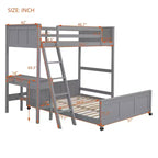 Letto a Castello in Legno Completo su Completo/Singolo su Completo con Scrivania e Scala