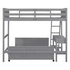 Letto a Castello in Legno Completo su Completo/Singolo su Completo con Scrivania e Scala