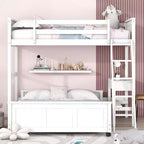 Letto a Castello in Legno Completo su Completo/Singolo su Completo con Scrivania e Scala