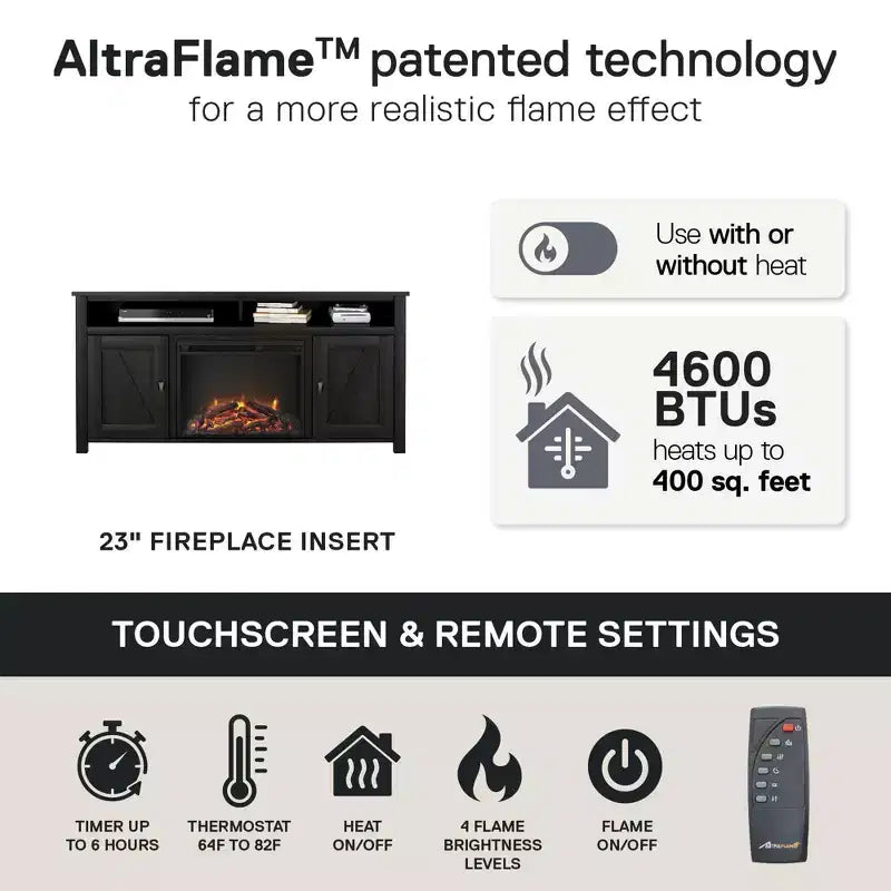 Mobile TV Farmington per caminetto elettrico per TV fino a 60 pollici