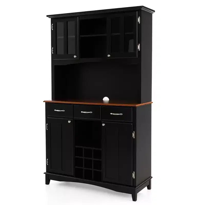 And Hutch Mobile da Cucina/Dispensa con Portabottiglie e Cassetti Nero