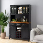 And Hutch Mobile da Cucina/Dispensa con Portabottiglie e Cassetti Nero