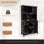 And Hutch Mobile da Cucina/Dispensa con Portabottiglie e Cassetti Nero