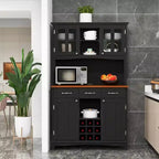 And Hutch Mobile da Cucina/Dispensa con Portabottiglie e Cassetti Nero