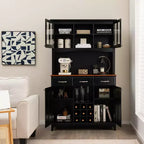 And Hutch Mobile da Cucina/Dispensa con Portabottiglie e Cassetti Nero