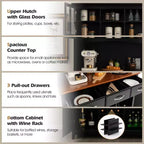 And Hutch Mobile da Cucina/Dispensa con Portabottiglie e Cassetti Nero