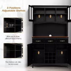 And Hutch Mobile da Cucina/Dispensa con Portabottiglie e Cassetti Nero